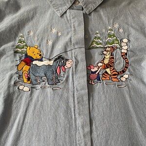 Vintage Disney Winnie the Pooh Embroidery Button Down